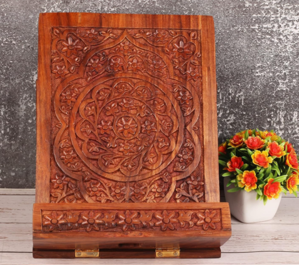 Tree of Life Carved Wooden Book Stand