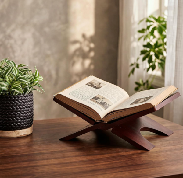 Foldable Wooden Open Book Display Stand