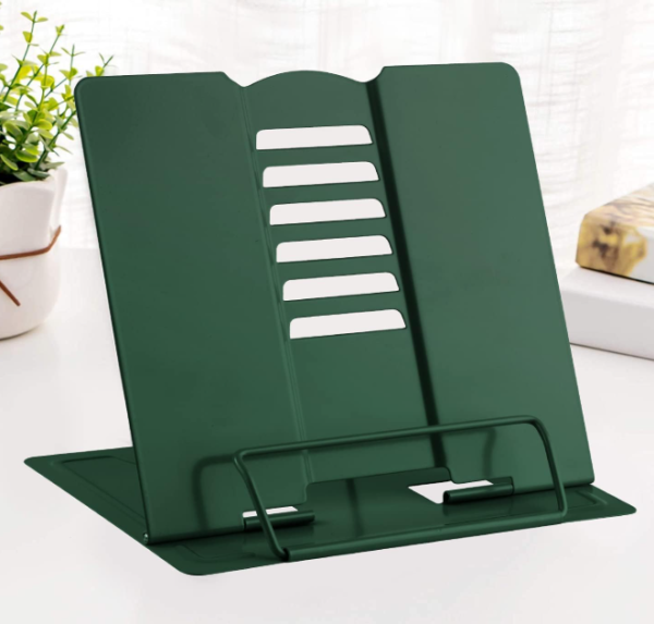 Adjustable Metal Book Holder with Page Clips