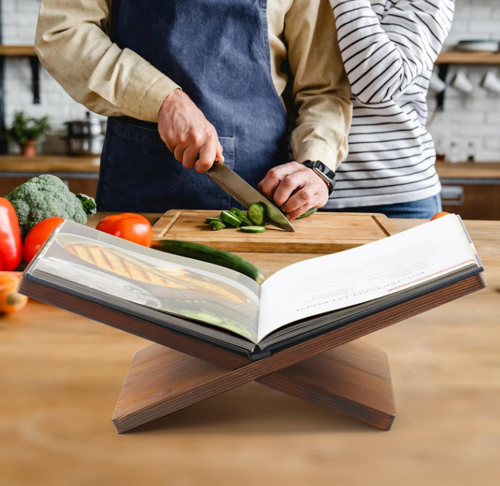 X Shaped Solid Wood Book Display Stand Image 2