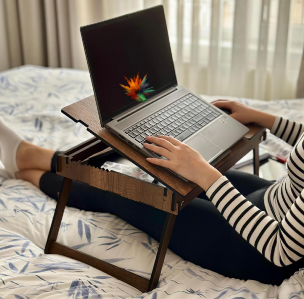 Adjustable Wooden Laptop Stand with Storage